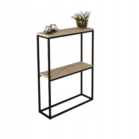 Console double 60x20 hall en profilés Artisan Chêne Noir 15x15