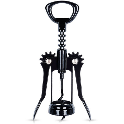 Tire-bouchon en métal noir, décapsuleur traditionnel pour bouteille de vin (1/5)