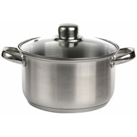 Grande Marmite en Acier Inoxydable 15L avec Couvercle en Verre pour Induction, Gaz 30cm Grande Casserole XXL