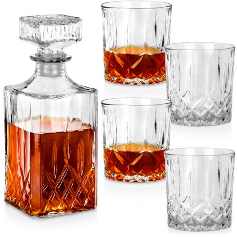Coffret cadeau alcool : carafe, verres à whisky, bouteille (1/5)