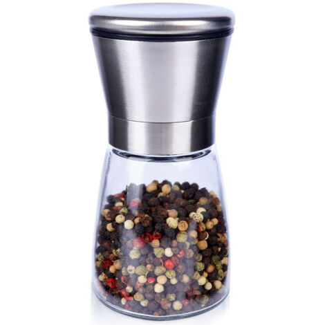Moulin à poivre, sel et épices, moulin à épices de table en verre