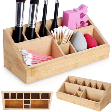 Boîte de rangement en bambou pour cosmétiques et accessoires de maquillage (1/5)