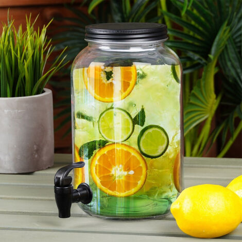Navaris Distributeur de Boisson en Verre - Fontaine 5 L avec Robinet Couvercle e