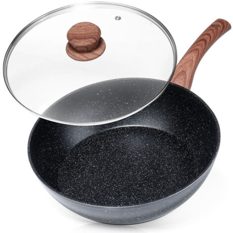 Poêle à frire profonde en granit avec couvercle 28 cm