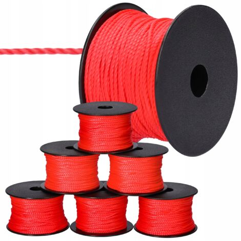 6 x Cordon de maçonnerie 50 m x 2 mm ROUGE