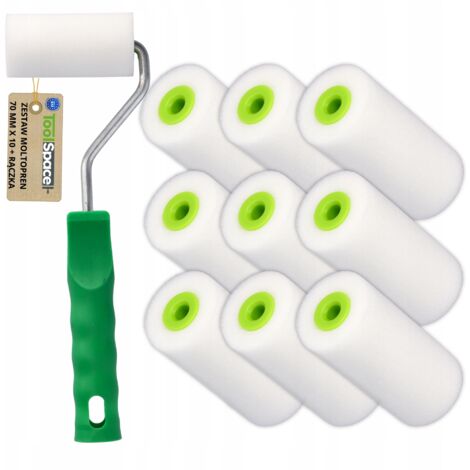 Rouleau éponge à peinture 70 mm en mousse pour carrelage à base d'huile, lot de 10 + manche