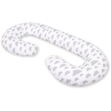 Coussin de grossesse type C, housse amovible, pour femme enceinte, pour l'allaitement - nuages gris (1/4)