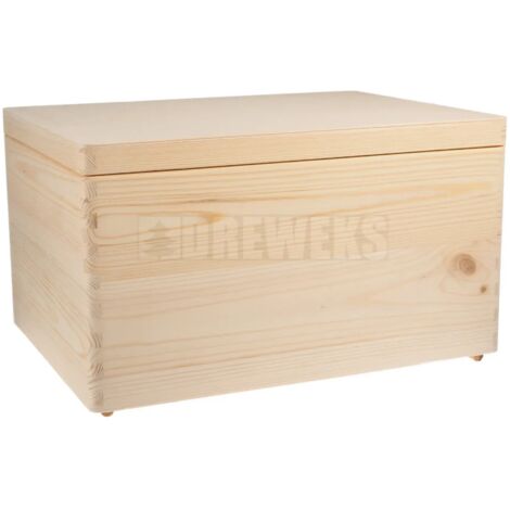 Boîte de rangement en bois avec couvercle et charnières à visser – Dimensions 80x40x30cm – Idéale pour rangement intérieur et extérieur