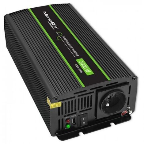 Convertisseur QOLTEC 2000W 24V-230V Sinus - Onduleur pour voiture