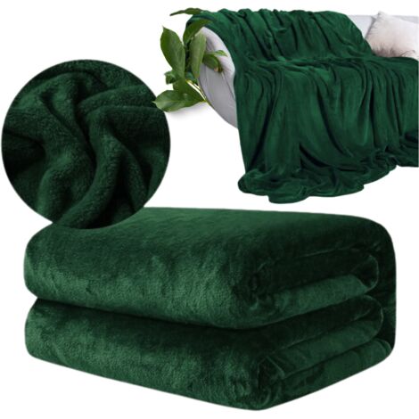 Couvre-lit couverture lisse vert chaud 200x220 cm cadeau anniversaire