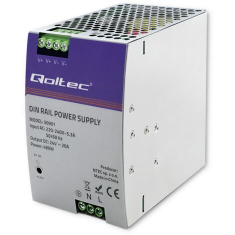 Qoltec 50901 Alimentation industrielle sur rail DIN 480W 24V 20A (1/5)