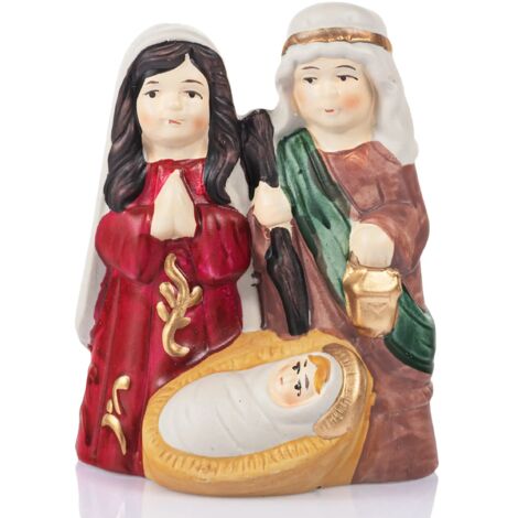 Figurine de Noël Sainte Famille en céramique peinte à la main 11 cm (1/4)