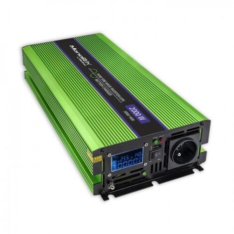 Convertisseur de tension Qoltec Monolith Charge de batterie Onduleur 1000 W 2000 W 12 V à 230 V Sinusoïdal pur LCD (1/3)