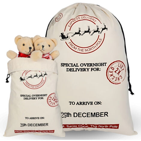 Sac cadeau de Noël pour le Père Noël, en jute solide, 70 cm x 50 cm (1/5)