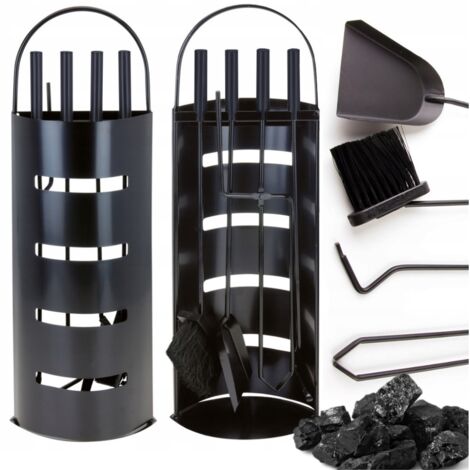 Ensemble de cheminée 5 en 1, accessoires de cheminée, pelle, tisonnier, brosse, support (1/5)