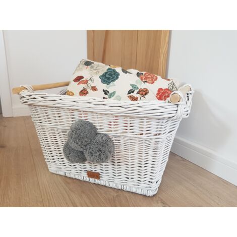 Panier à jouets/linge blanc Toyi avec pompons (1/5)
