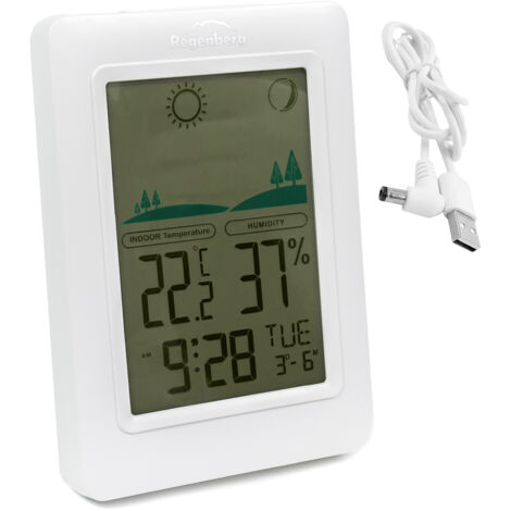 Station météo sans fil LCD, alimentée par piles, alarme, horloge, hygromètre, capteur (1/5)
