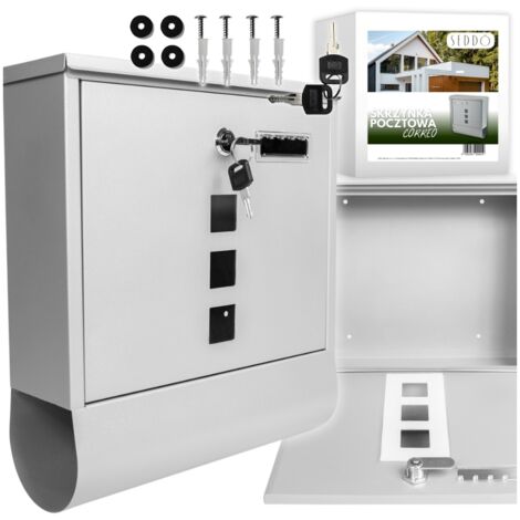 Boîte aux lettres argent RAL 9006 mat avec fente de dépôt et porte-journaux pour clés pour la maison
