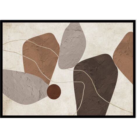 AFFICHE PHOTO ENCADRÉE 43x53 cm Beige Blanc Marron Formes Abstraction (1/2)