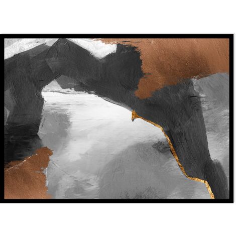 AFFICHE PHOTO ENCADRÉE 43x53 cm Noir Blanc Marron Minimalisme Abstraction (1/2)