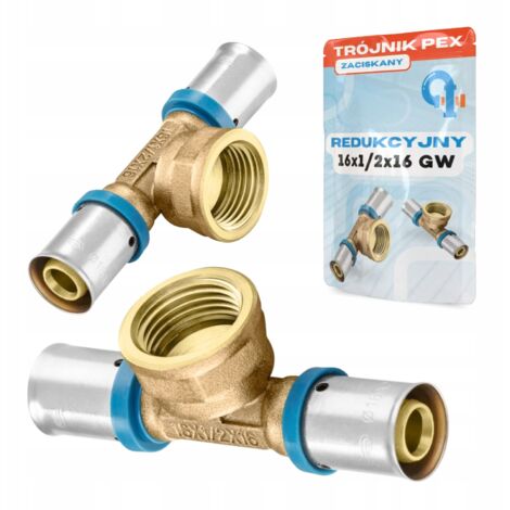 Raccord en T PEX 16x1/2x16 GW pressé à pression (1/5)