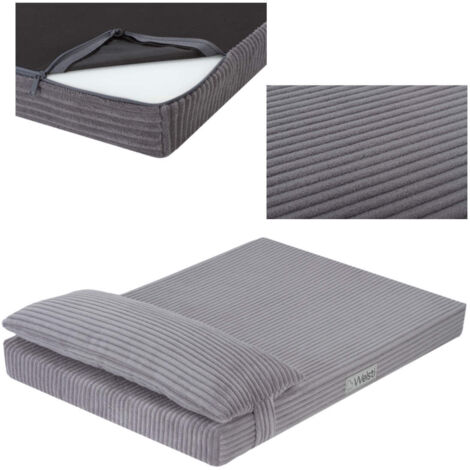 Matelas pour chien Welsti en velours côtelé gris M 70x50 wigofil