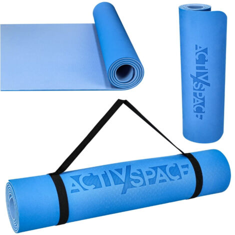 Tapis en TPE pour le fitness et le yoga, coussin en mousse - bleu - 0,6 cm (1/5)