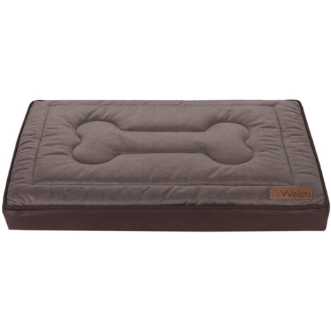 Matelas orthopédique pour chien 70x50 cm – Mousse à mémoire de forme – Imperméable et antidérapant – Éco-cuir marron