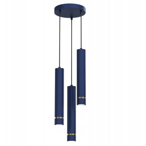 Lampe suspendue 3 tubes stalactites NAD bleu marine (1/5)