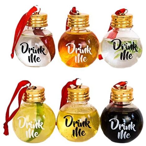 Boules de Noël en verre avec bouteilles d'alcool, lot de 6 décorations PRL (1/5)