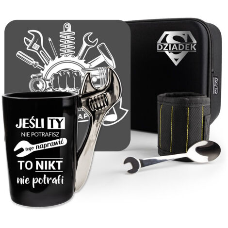 Coffret cadeau pour grand-père : tasse à café/thé, clé, vis, anneau (1/3)