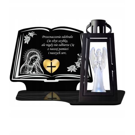 Grande bougie avec lanterne et ange LED pour la Toussaint sur la tombe