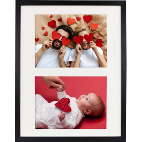 Cadre 28x35 cm pour 2 photos murales 15x21 cm noir avec passe-partout BD art (1/5)