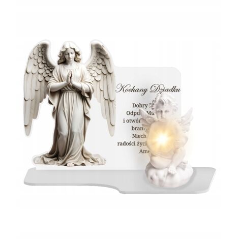 Bougie LED blanche premium XL Ange Éternel Ange pour monument, cimetière et tombe