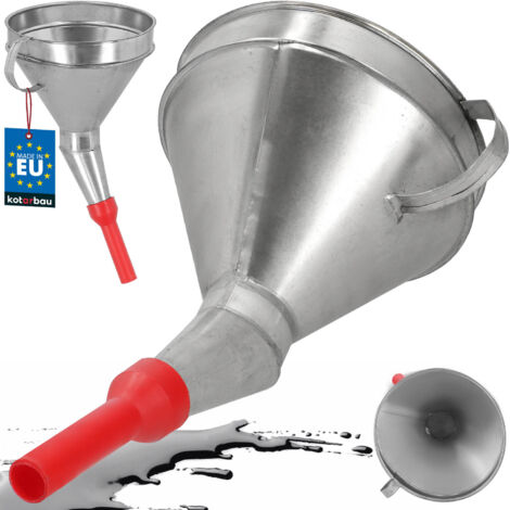 Entonnoir en métal galvanisé KOTARBAU® avec embout en plastique, crépine, filtre, bol à angle oblique, 17 cm