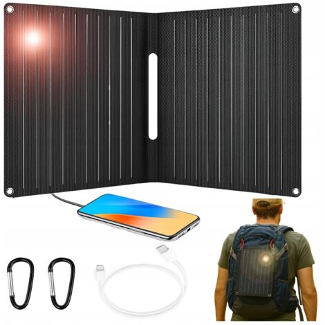 CHARGEUR DE TÉLÉPHONE SOLAIRE 15W PANNEAU SOLAIRE DE VOYAGE PLIABLE USBC (1/5)