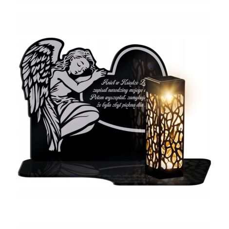 Bougie solaire XL de qualité supérieure pour le cimetière de Tous-les-Saints, ange sur le cœur