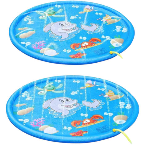 Amdohai Arroseur de 67 Po pour Enfants, Tapis de Baignade Extérieur Anti-Éclaboussures, Tapis de Piscine Gonflable, Jouets Aquatiques pour Apprendre avec des Animaux, Alphabet