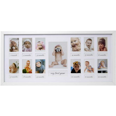 Cadre photo bébé « Première année » blanc pour 13 photos 23x50 cm BD art (1/3)