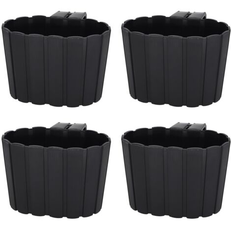 Pot de fleurs de balcon avec poignée de suspension anthracite 20 cm, lot de 4 (1/5)