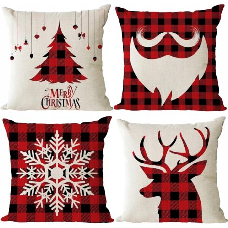 4x TAIES D'OREILLER DE NOËL ENSEMBLE DÉCORATION 45x45cm (1/5)
