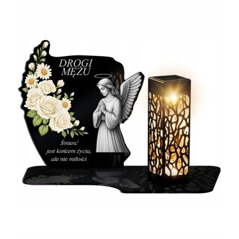 Bougie solaire haut de gamme 20 cm ange et fleurs pour le cimetière de la Toussaint