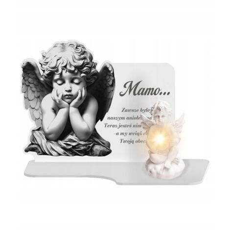 Bougie LED blanche premium XL Ange Éternel Ange pour monument, cimetière et tombe