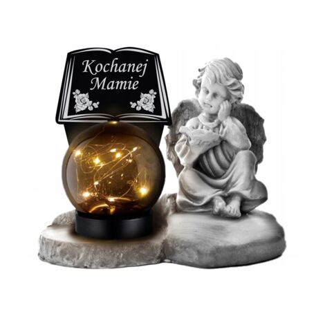 Livre de plâtre d'ange Eternal Candle Angel XL Premium avec dédicace pour tombe de cimetière