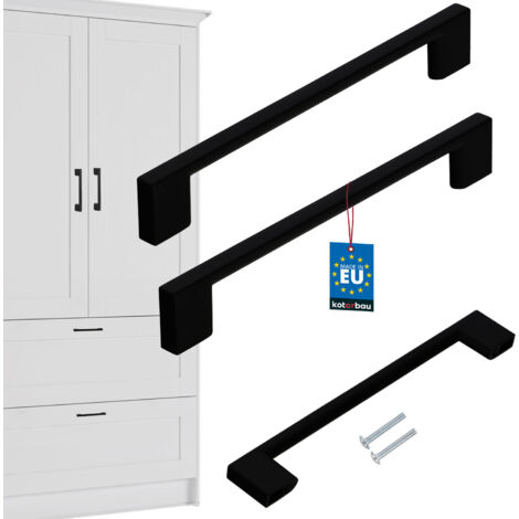 Poignée de meuble de cuisine KOTARBAU® Classique Moderne Oblongue Longue Noir Mat Entraxe 190 mm Entraxe 160 mm Lot de 2 (1/5)