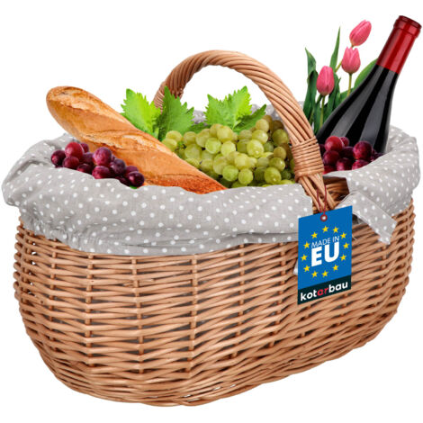 Panier à Provisions Tressé En Osier Synthétique - Modèle Champignons, Pique-Nique, Fleurs, Légumes Et Fruits - Rangement Rotin Et Paille