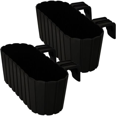 KOTARBAU® Jardinière de balcon ovale rustique anthracite 400 mm, lot de 2