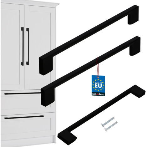 Poignée de meuble de cuisine KOTARBAU® Classique Moderne Oblongue Longue Noir Mat Entraxe 221 mm 192 mm Lot de 2 (1/5)