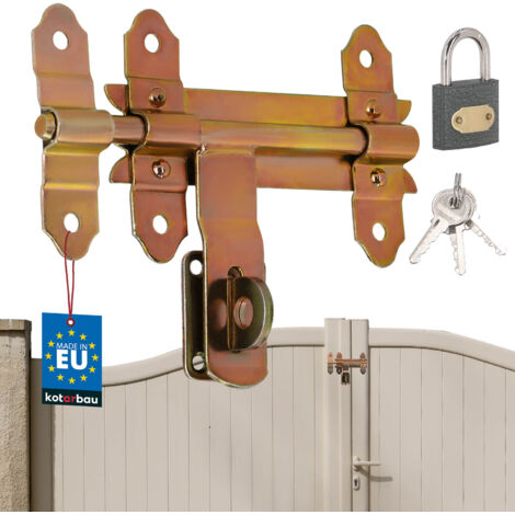 KOTARBAU® Verrou de porte de garage en acier galvanisé doré 150 mm + cadenas (1/5)