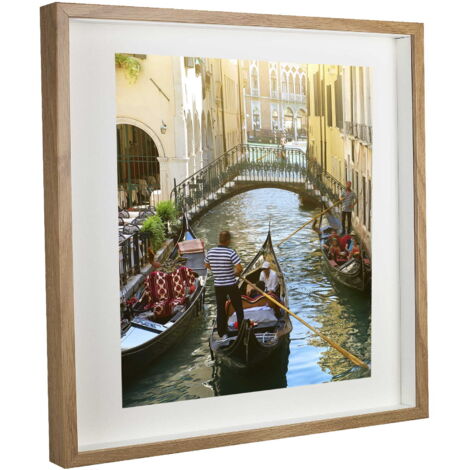 Cadre photo 3D, boîte profonde, spatial, 50 x 50 cm, carré, chêne (1/5)
